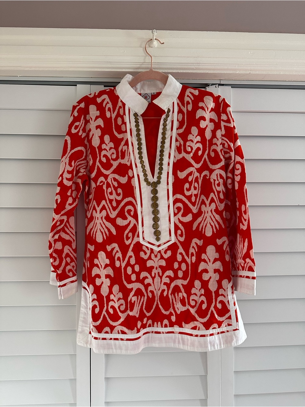 Sheridan French Orange and White Embellished Tunic